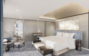 Mein Schiff Relax Rendering - Suitenhighlight - Große Freiheit Suite - Schlafzimmer