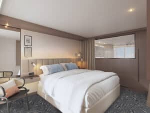 Mein Schiff Relax Rendering - Weitblick Suite Schlafzimmer